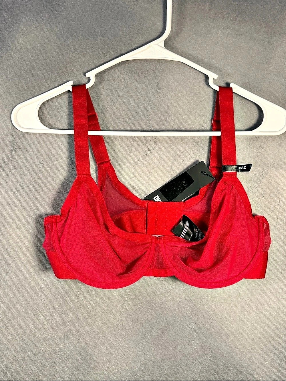 DKNY Sheers Unlined Demi Bra Red 38C